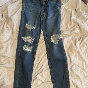 American Eagle Outfitters Blue Skinny Distressed Jeans